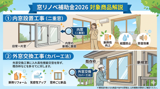 先進的窓リノベ補助金対象商品 内窓・二重窓 インプラス ウチリモ 外窓交換 カバー工法 マドリモ ウチリモ